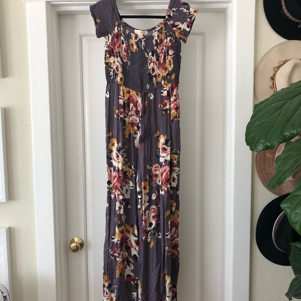 Off shoulder wide leg jumpsuit